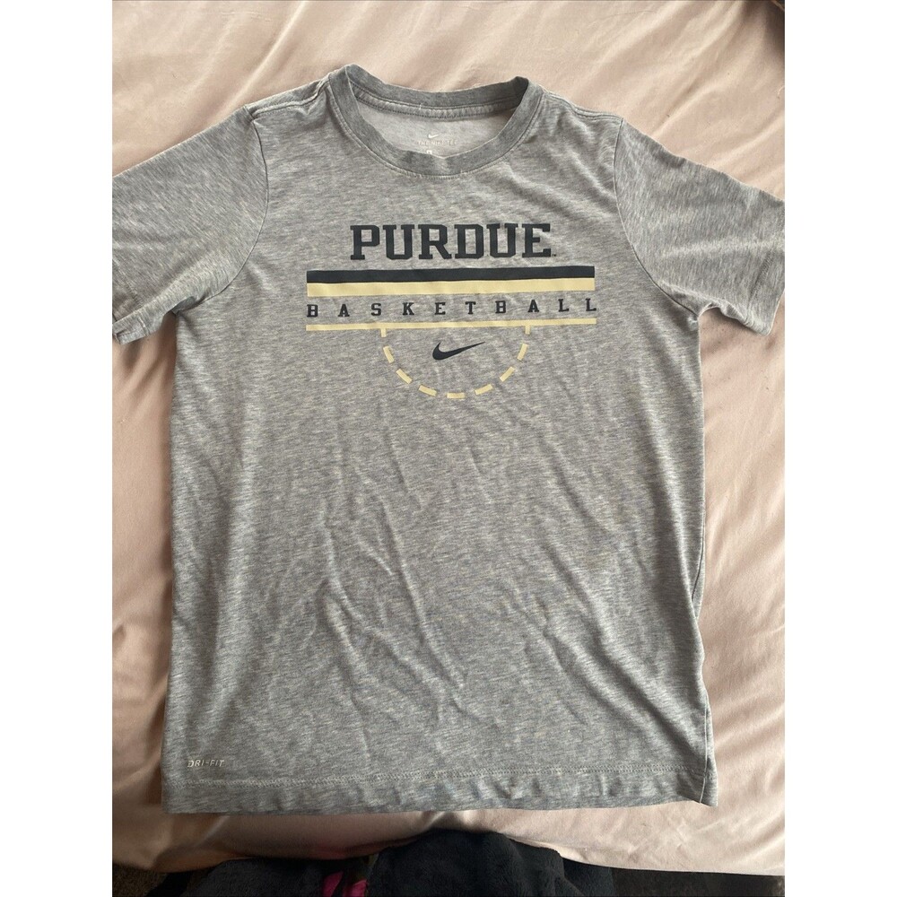 PURDUE Nike Basketball Kids Size L Tshirt Gray Short Sleeve